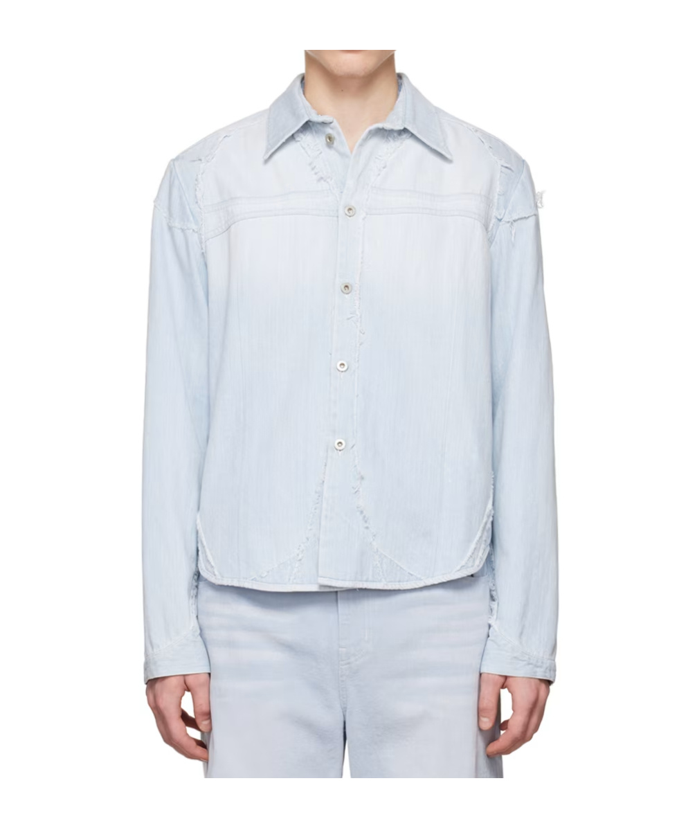 Open Yy Ripped Denim Jacket In Blue