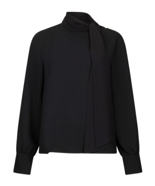 Liu •jo High-neck Button-detail Blouse In Black
