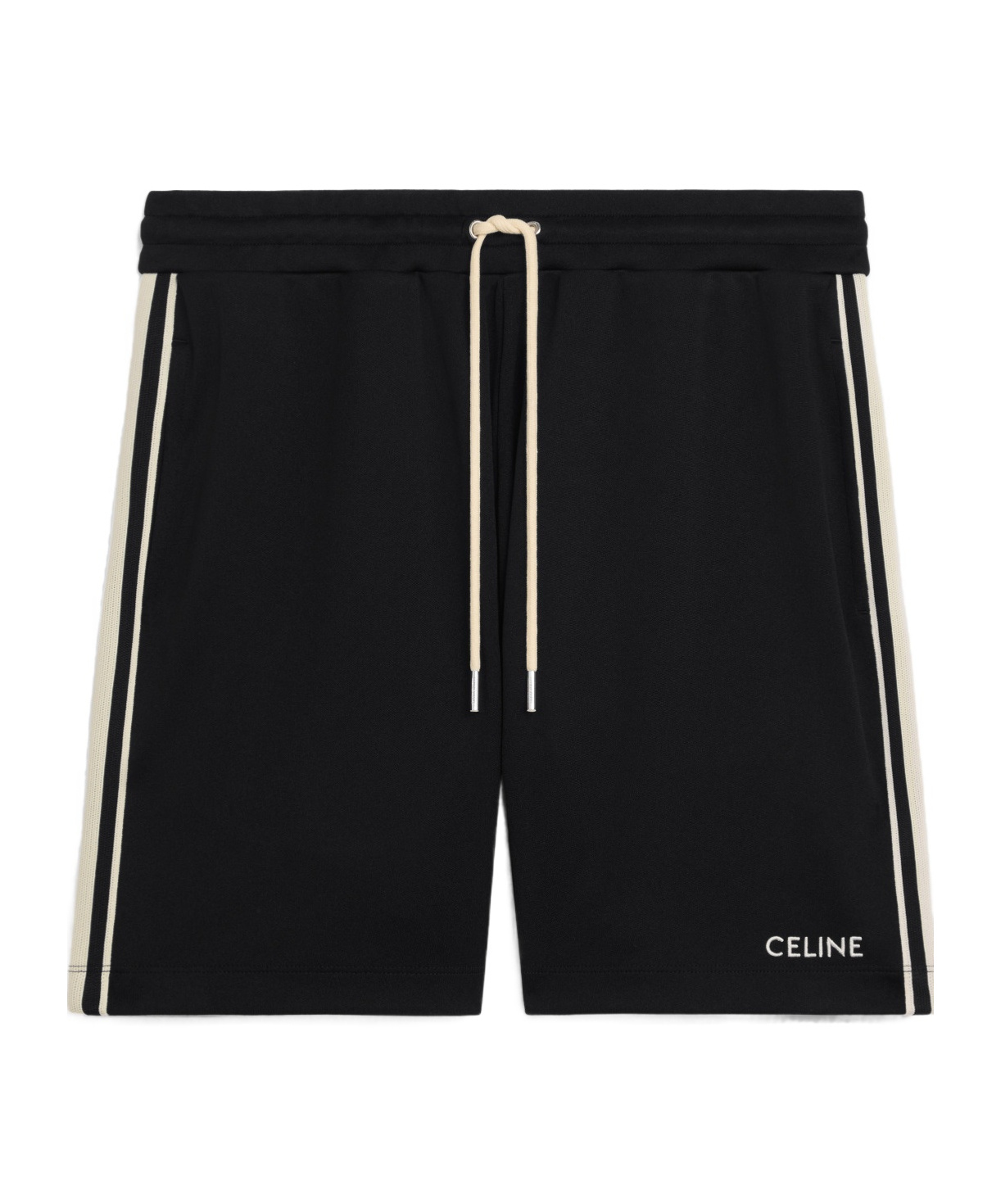Celine Elastic Waist Sports Shorts In Black