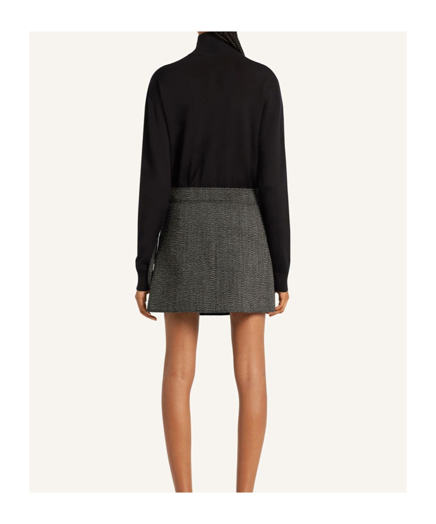 Courrèges Belted Denim Mini Skirt In Gray