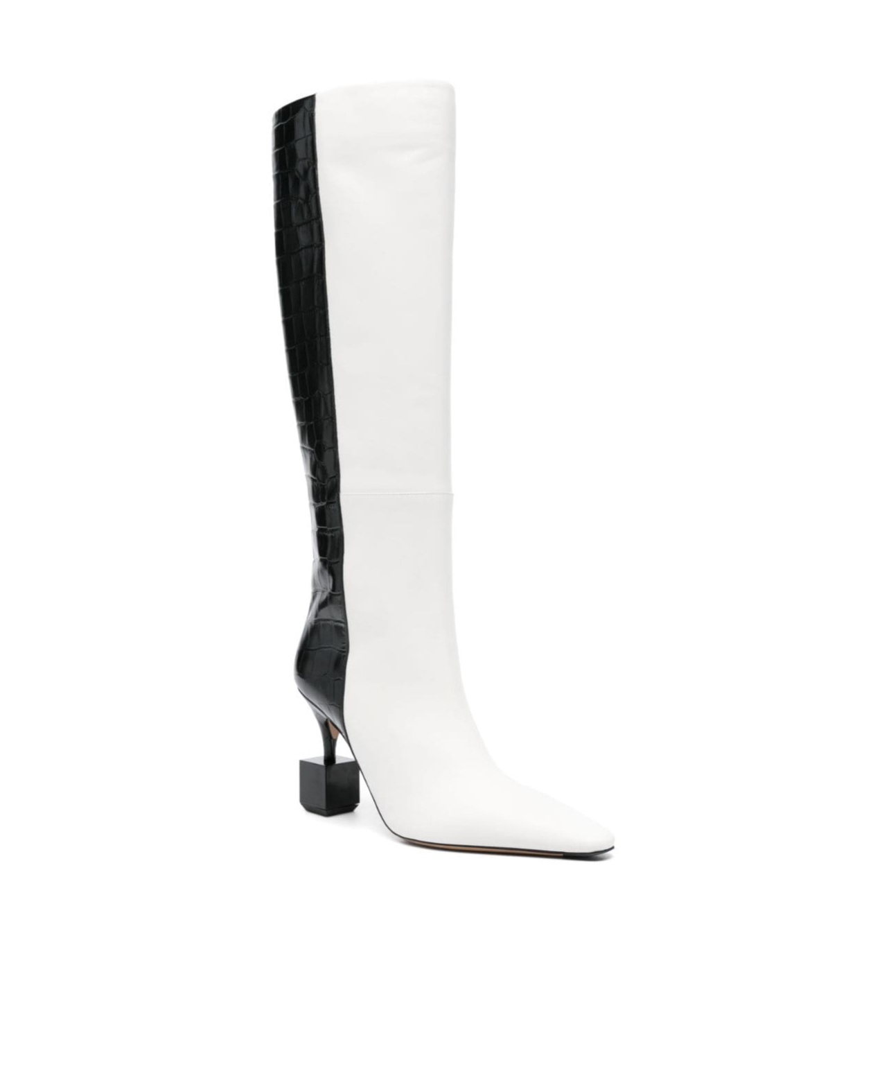 Jacquemus Kiss Block Heel Knee Boots In White