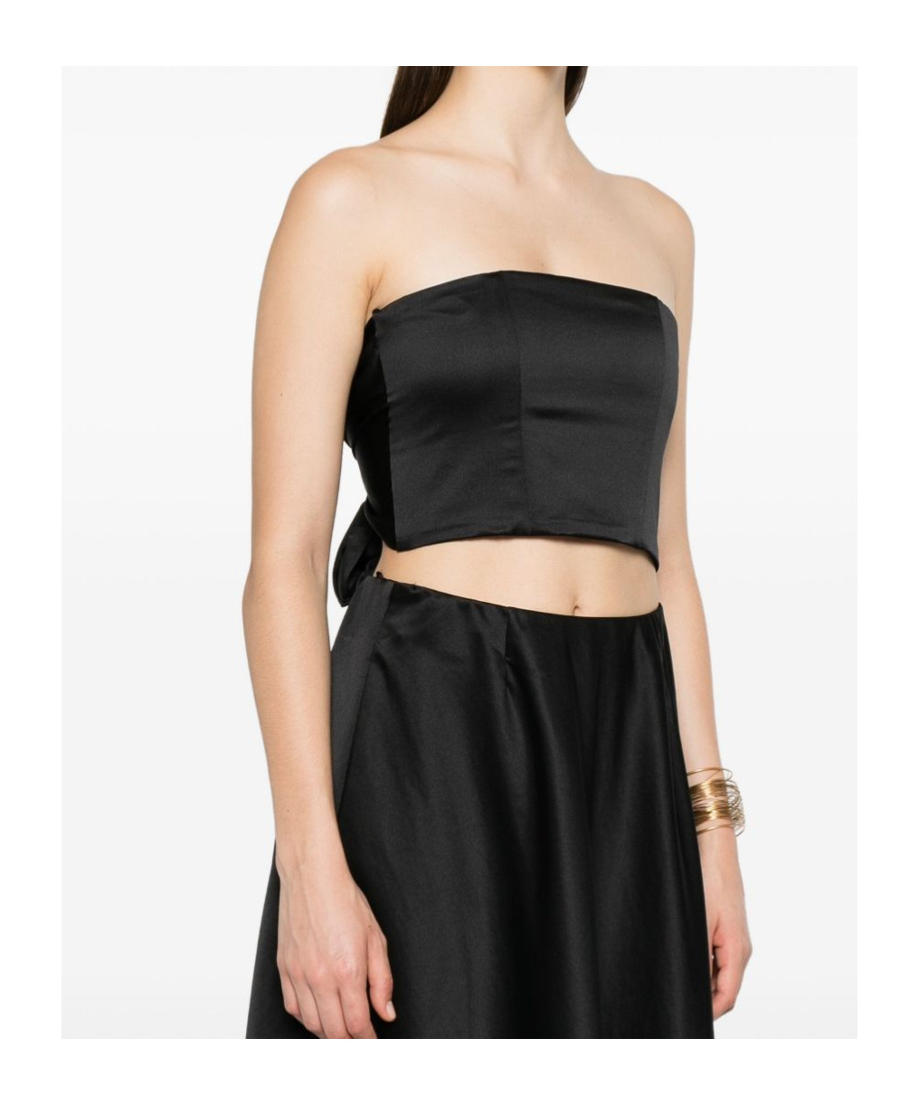 Forte Forte Tie-fastening Bandeau Top In Black