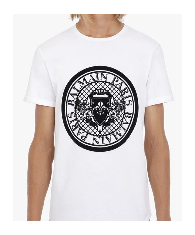Balmain White Cotton T-shirt With Maxi Logo Print In White