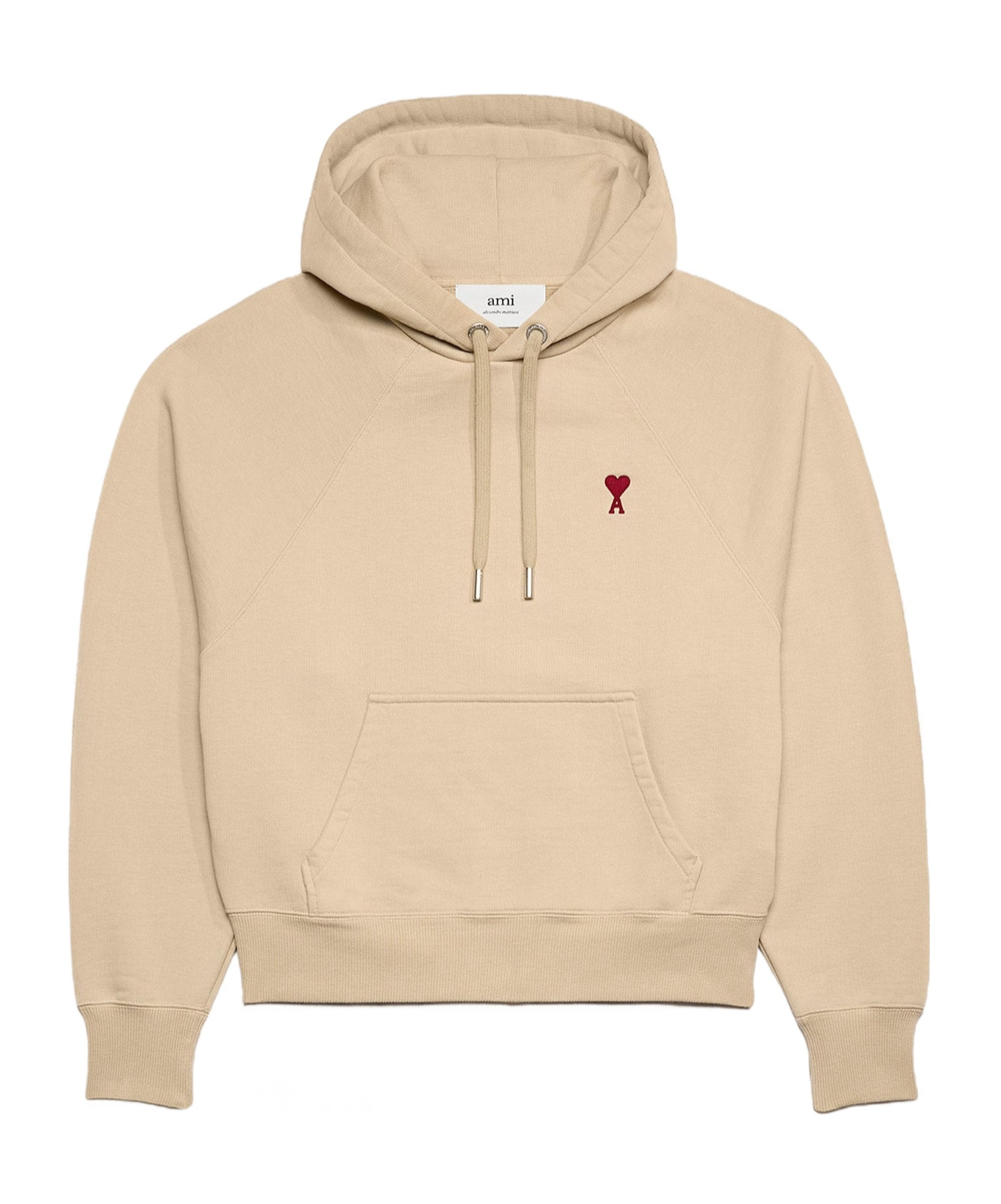 Ami Alexandre Mattiussi Ami Paris Logo Embroidered Drawstring Hoodie In Nude