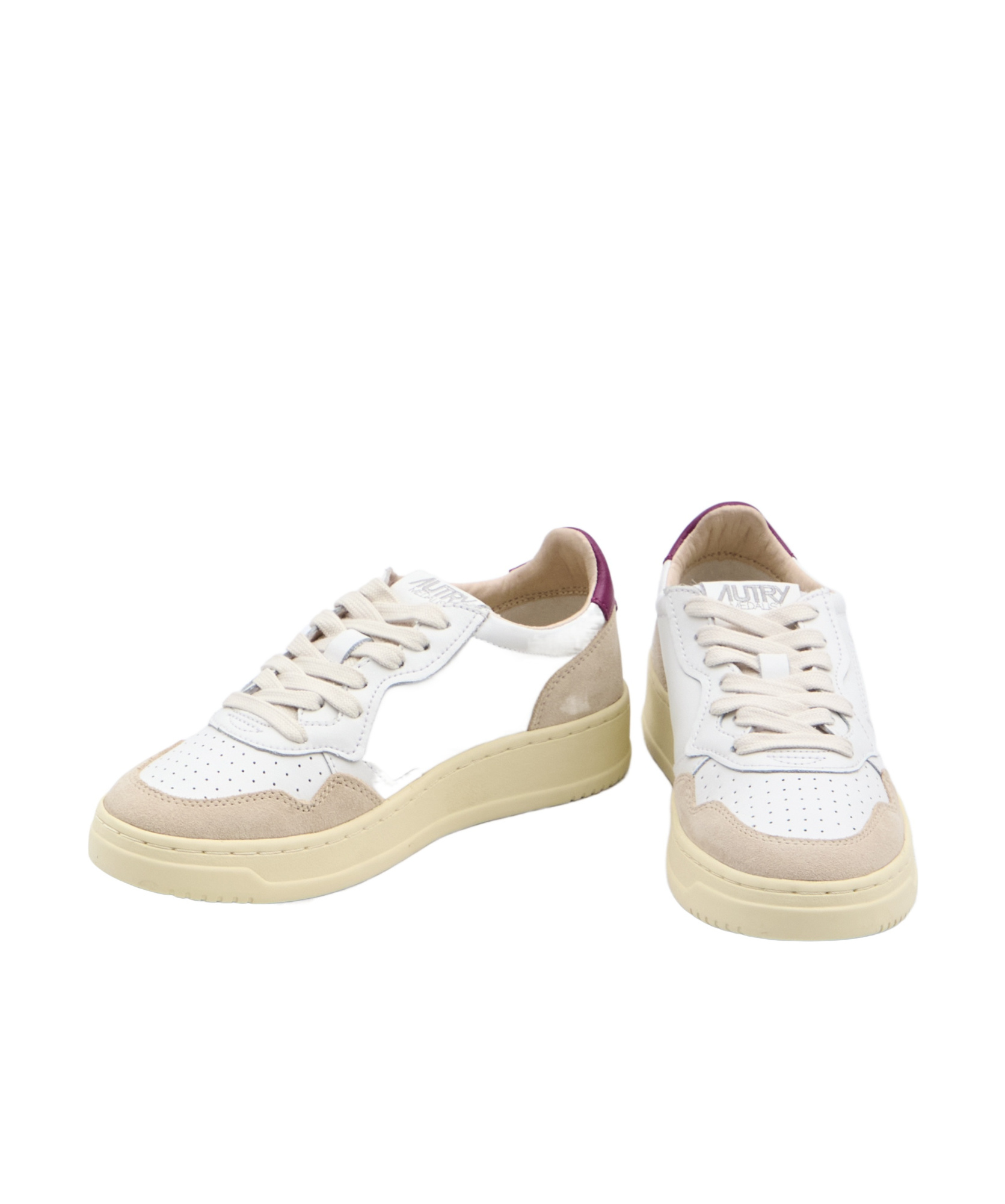 Autry 'medalist' White Low Top Sneakers With Logo Patch On Tongue And Side In Nude