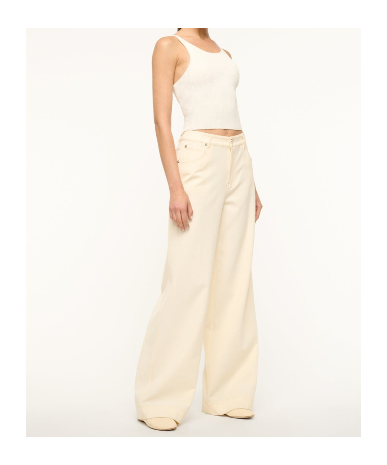 Staud Belt-loop Casual Pants In White