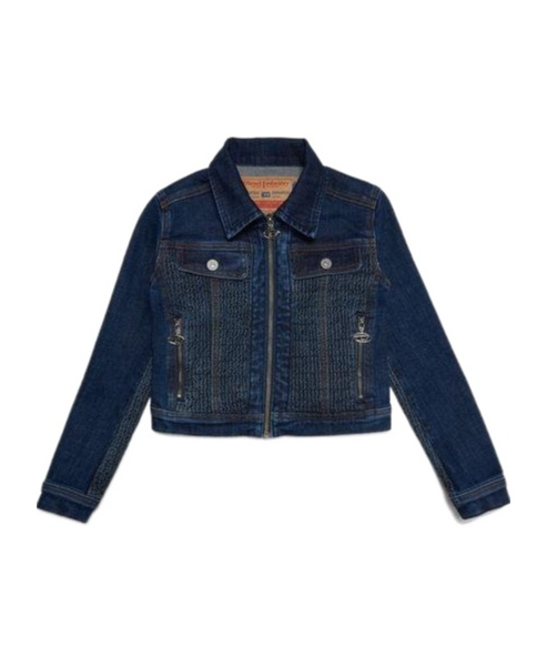 Diesel Long-sleeved Zip-up Denim Jacket In Blue