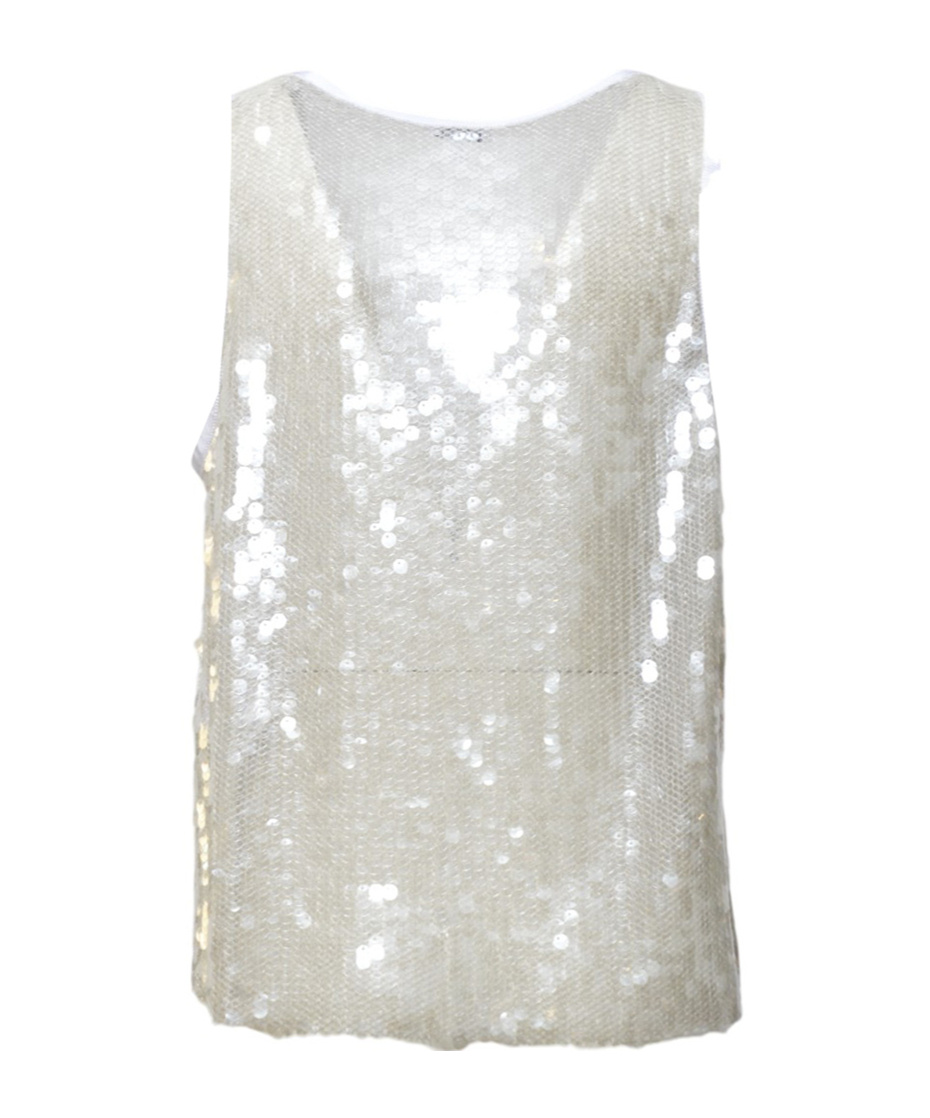 Aspesi Sequinned Sleeveless Top In White