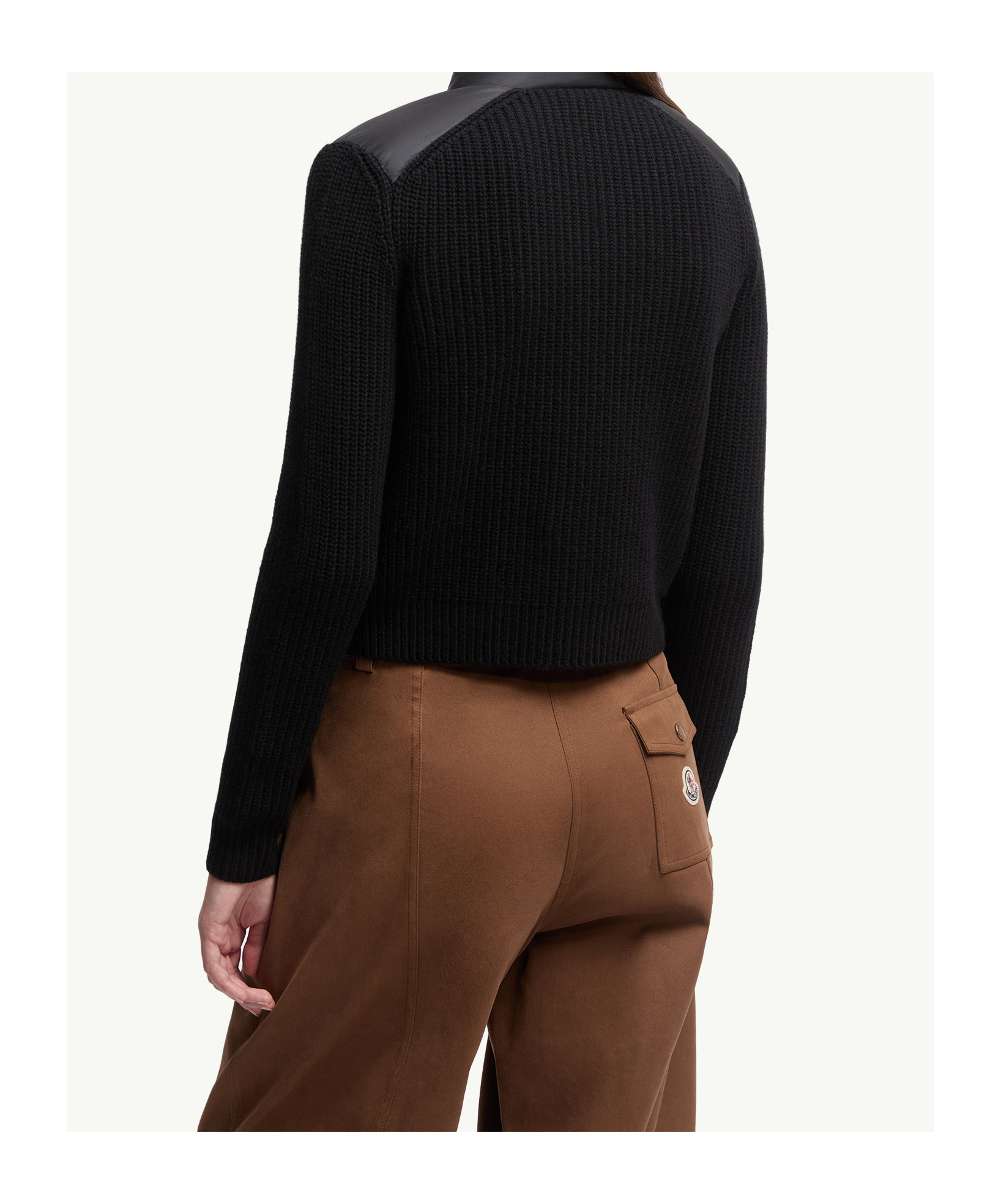Moncler Padded Wool Cardigan With Zip In Black