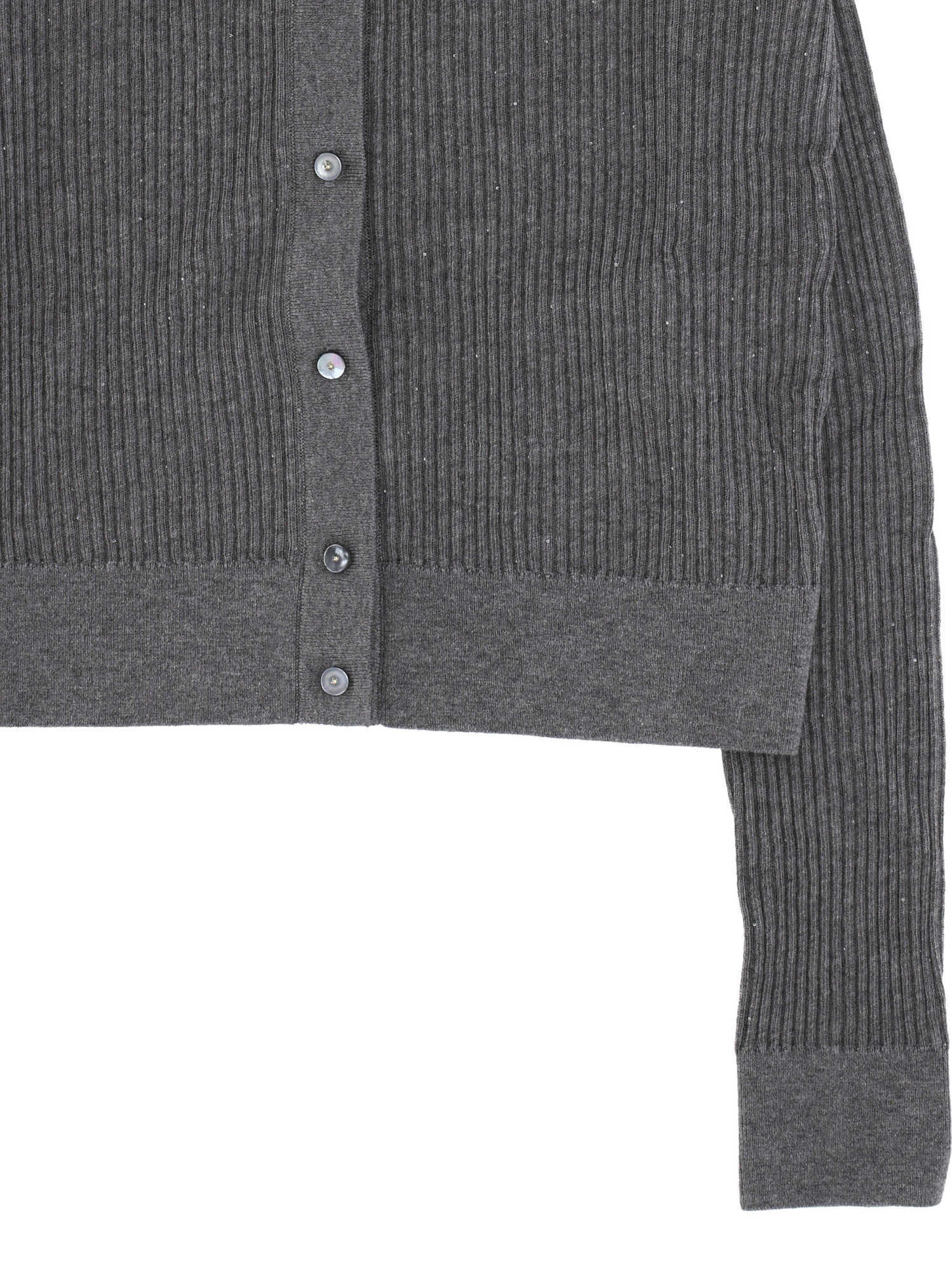 Max Mara Wool And Silk Crew Neck Cardigan In Gray