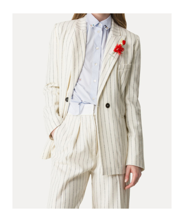 Forte Forte Pinstriped Embroidered Jacket In White