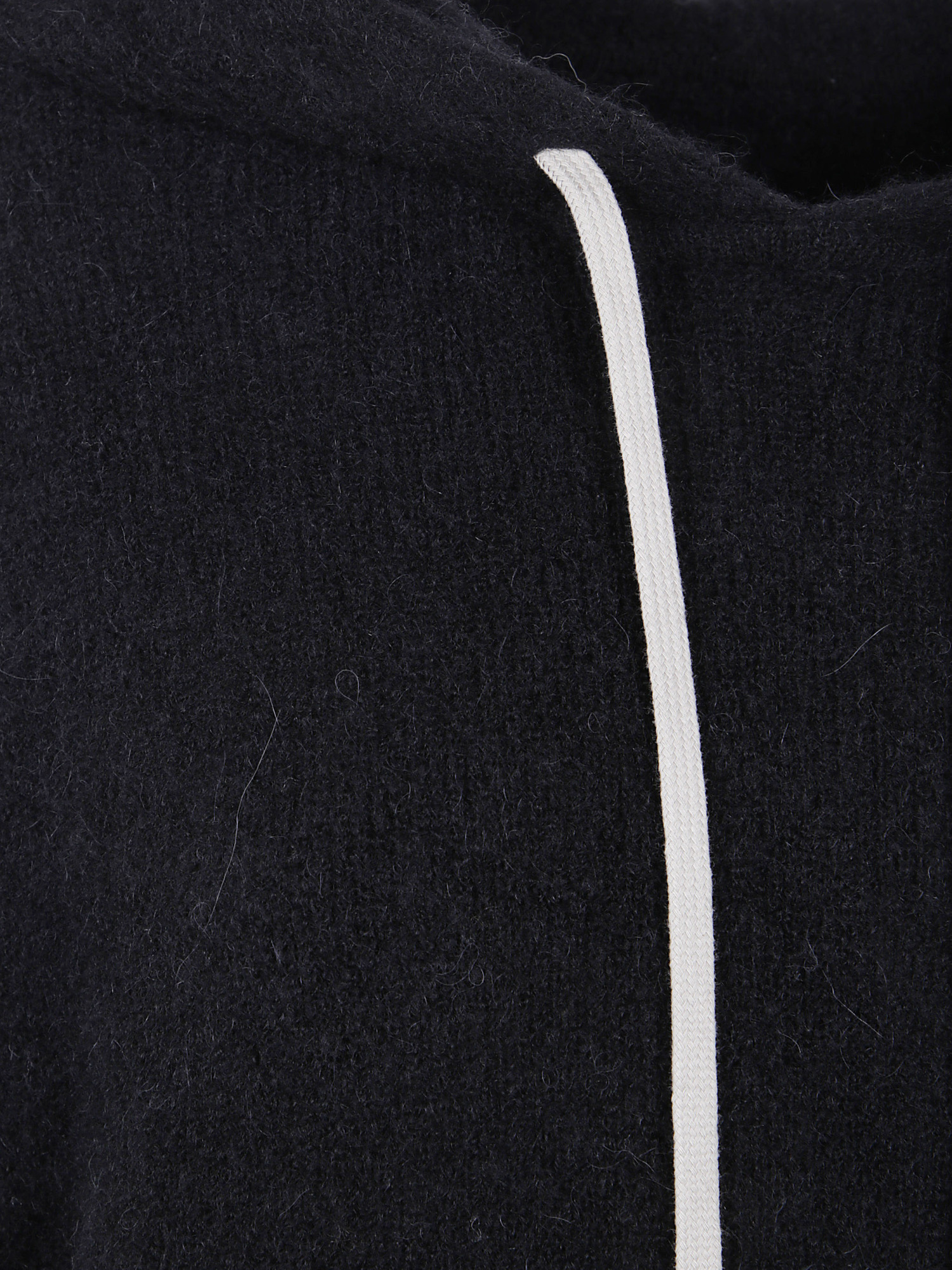 Rick Owens Hooded Sweater With Drawstring And Pocket In Black