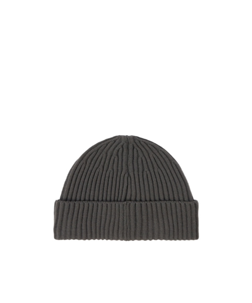 Stone Island Beanie With Compass Logo Patch In Gray