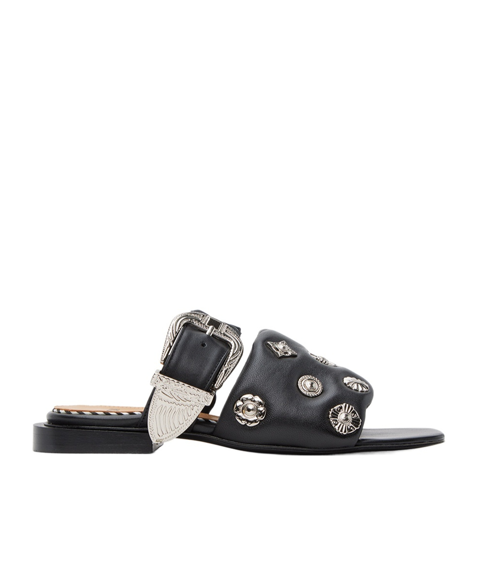 Toga Square-headed Rivet Slippers In Black