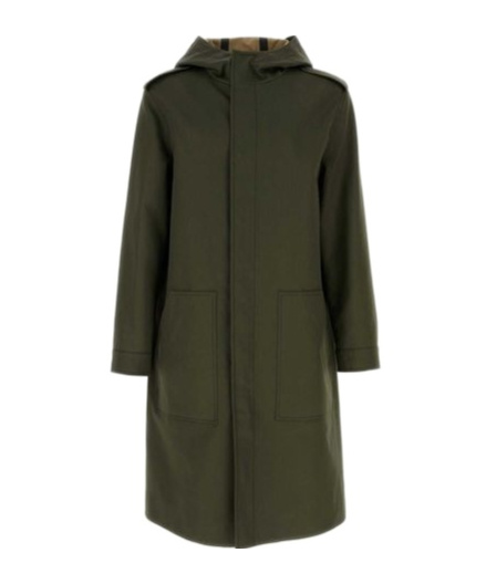 Valentino Button Detailed Long-sleeved Coat In Green