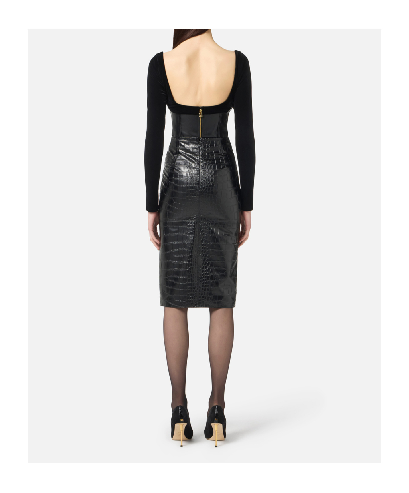 Elisabetta Franchi Velvet Bustier Top In Black