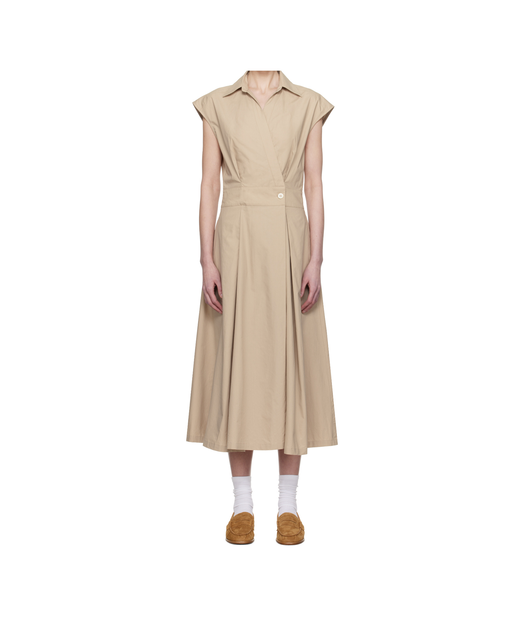 Apc A.p.c. Beige Midi Dress In Cotton In Nude