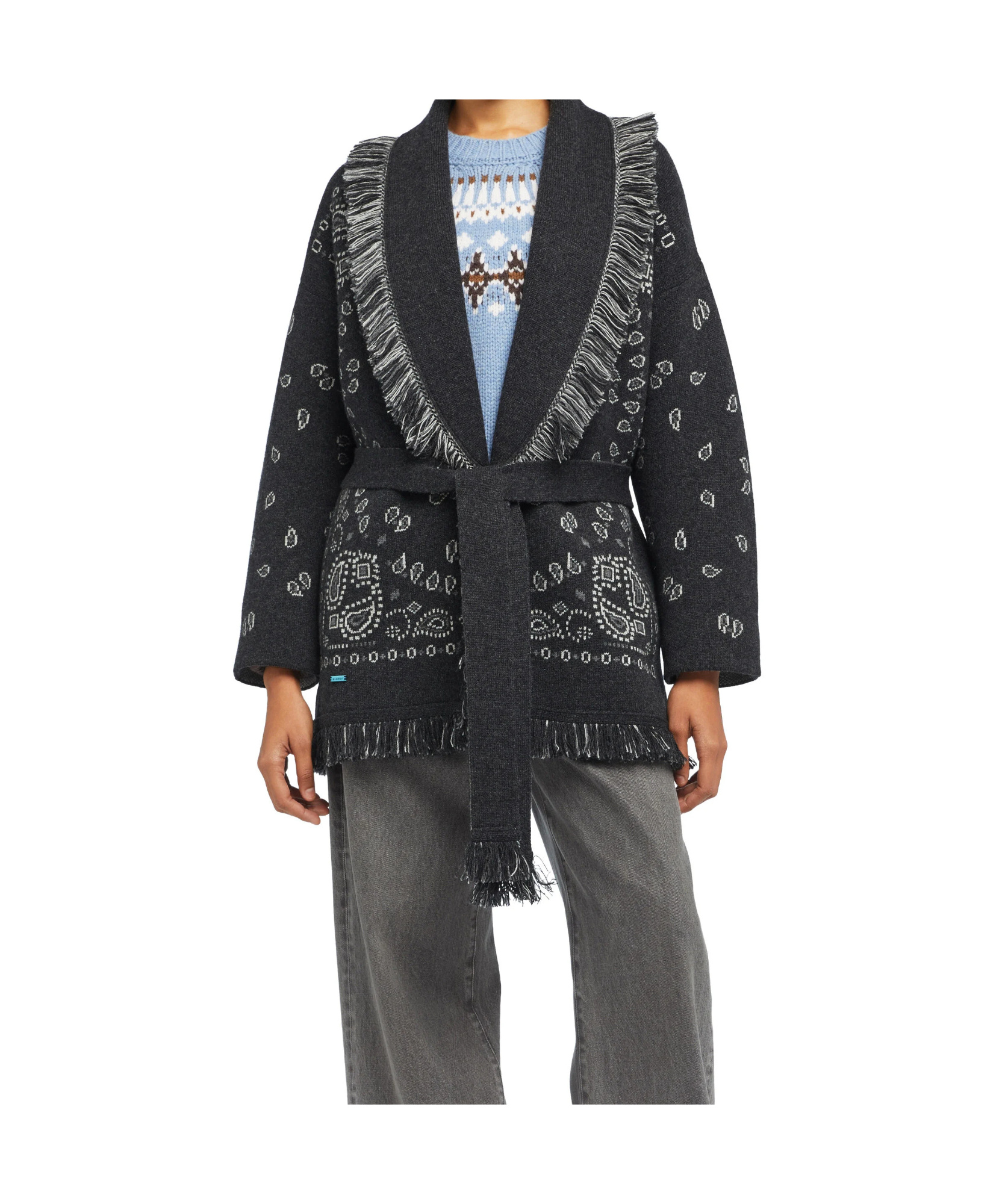 Alanui Bandana Jacquard Cardigan In Black