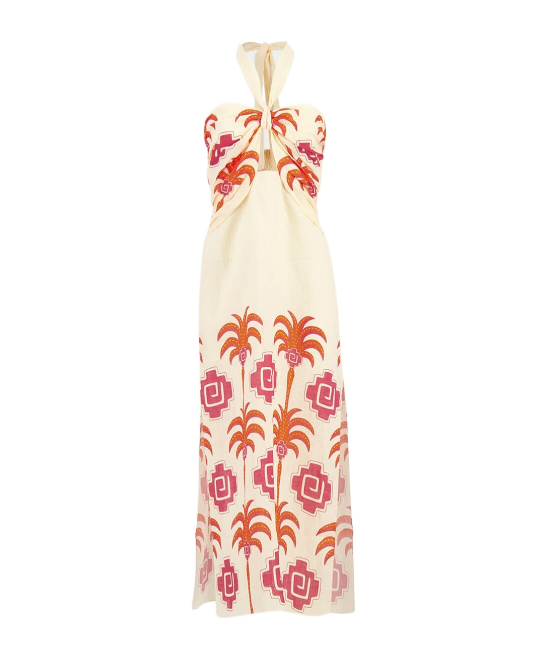 Johanna Ortiz Linen Water Adventure Midi Dress In Multi
