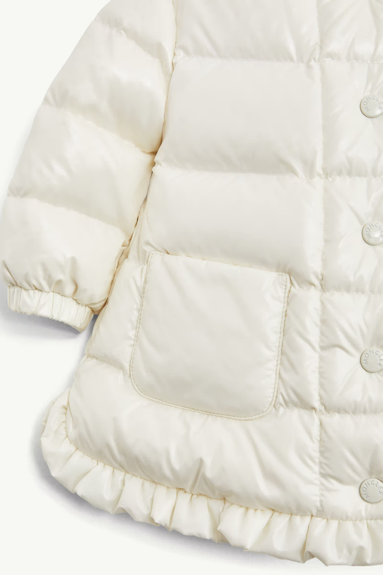 Moncler Ruffled Quilted Parka In White