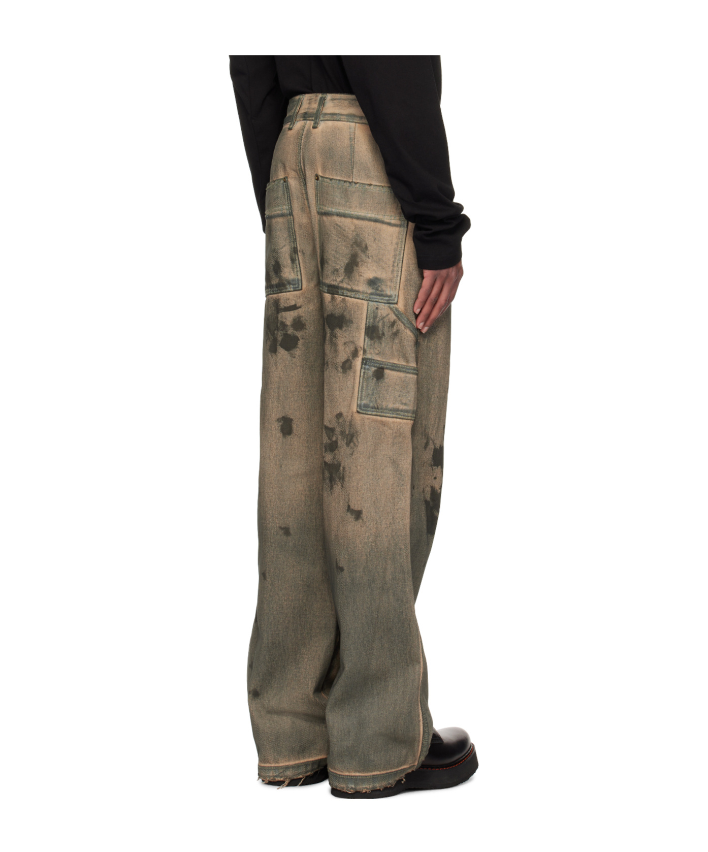 We11 Done Belt Loop Jeans In Green
