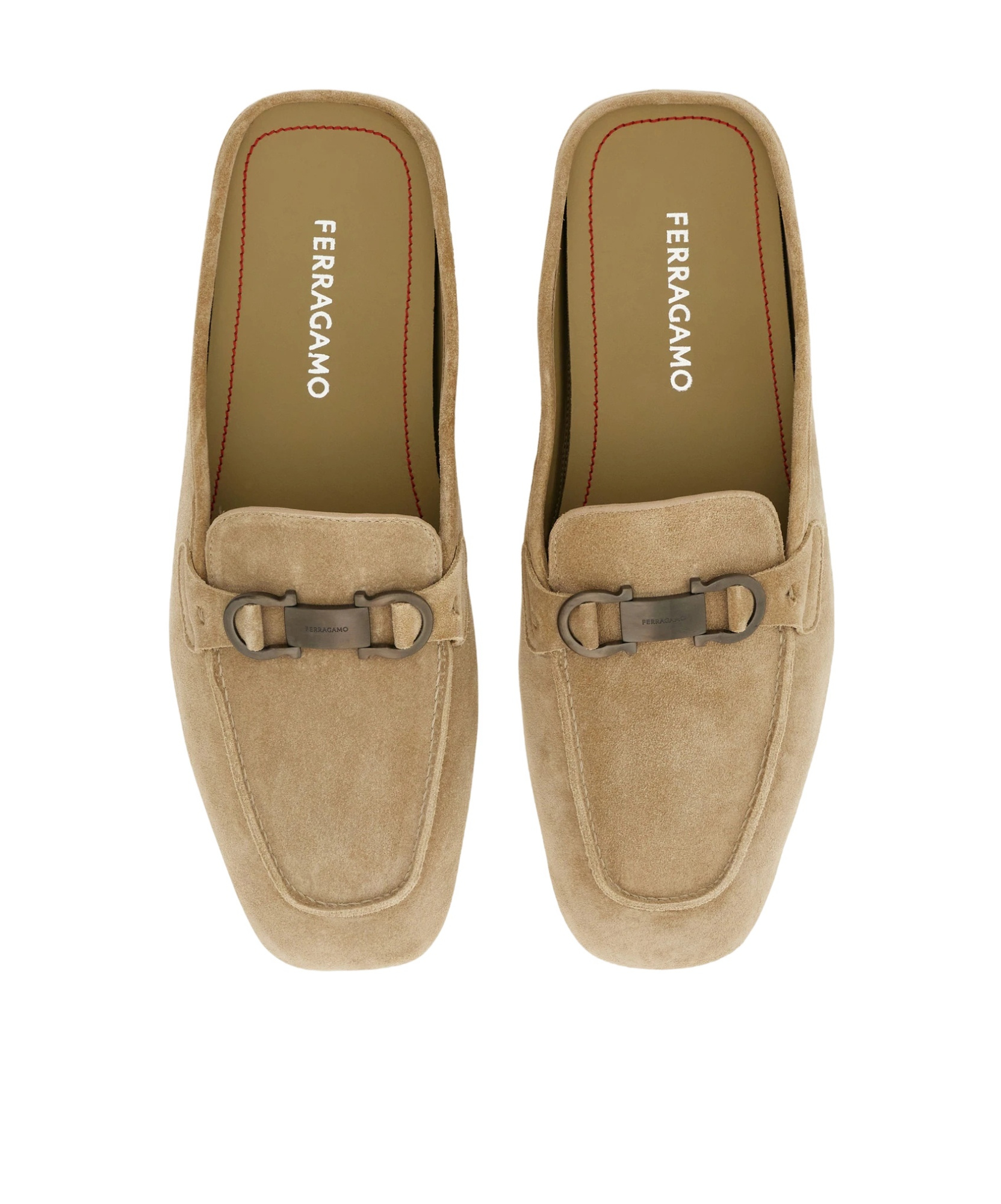 Ferragamo Loafer Mule With Gancini Ornament In Brown