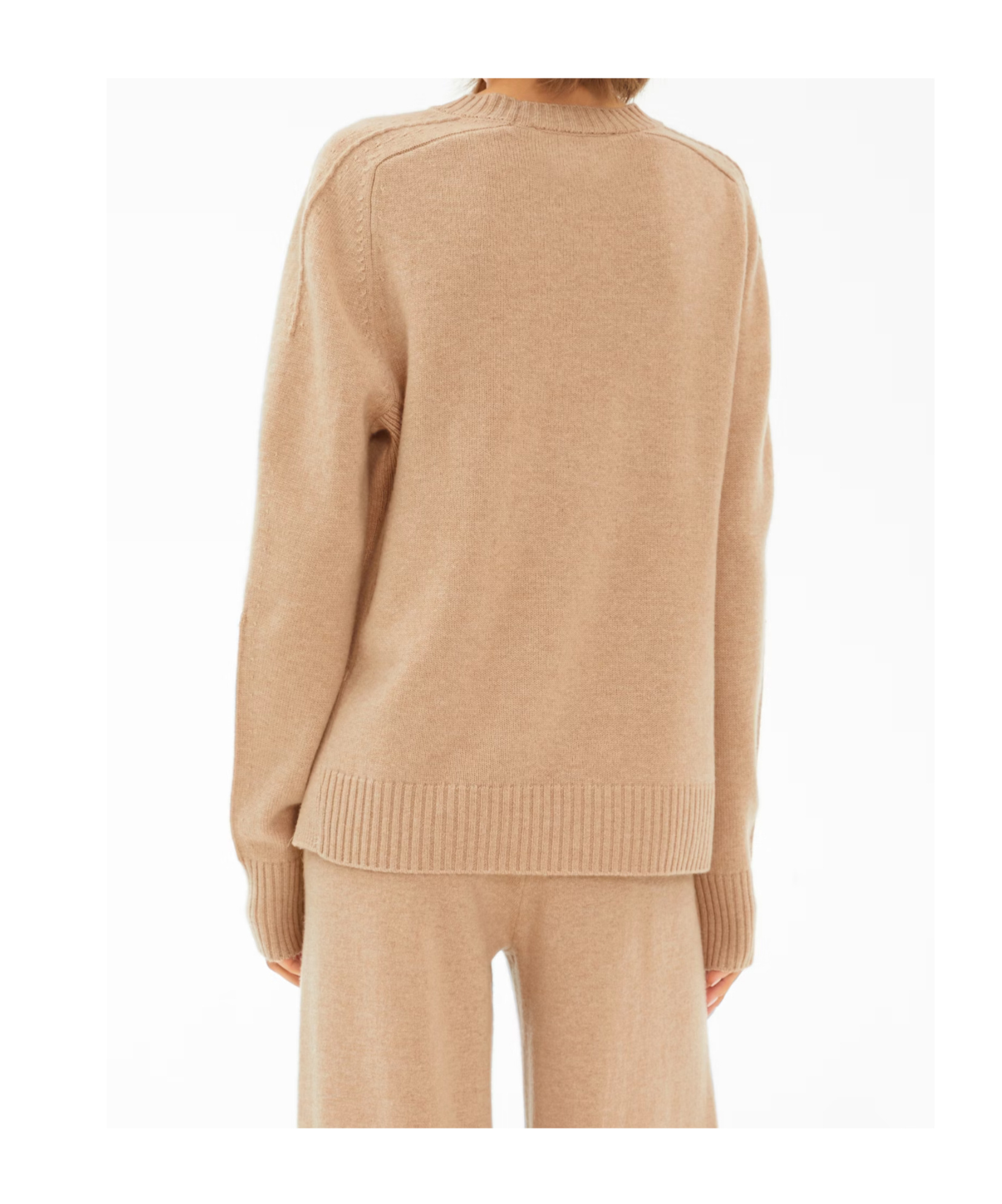 Juvia Ribbed Crew Neck Sweater In Brown