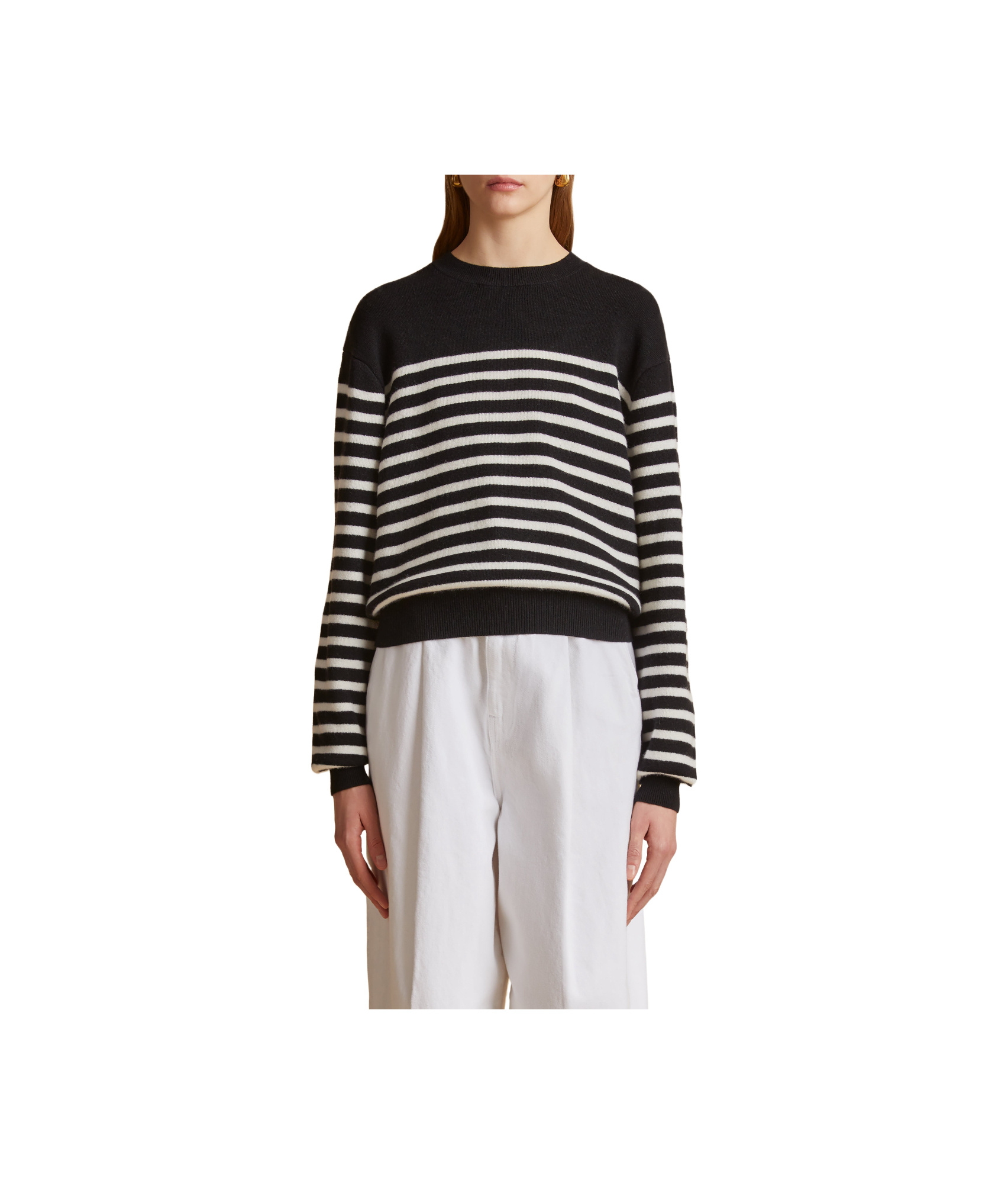Shop Khaite Long-sleeve Striped Jumper In Black