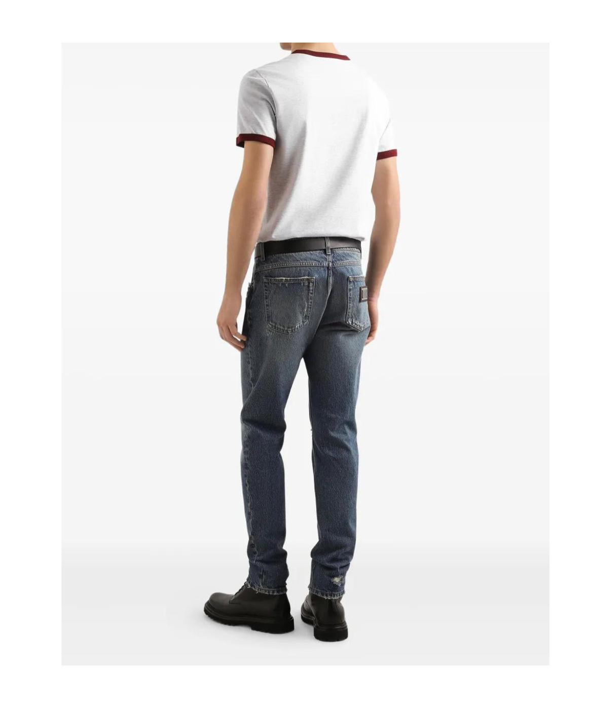 Dolce & Gabbana Distressed Logo-plaque Jeans In Multi