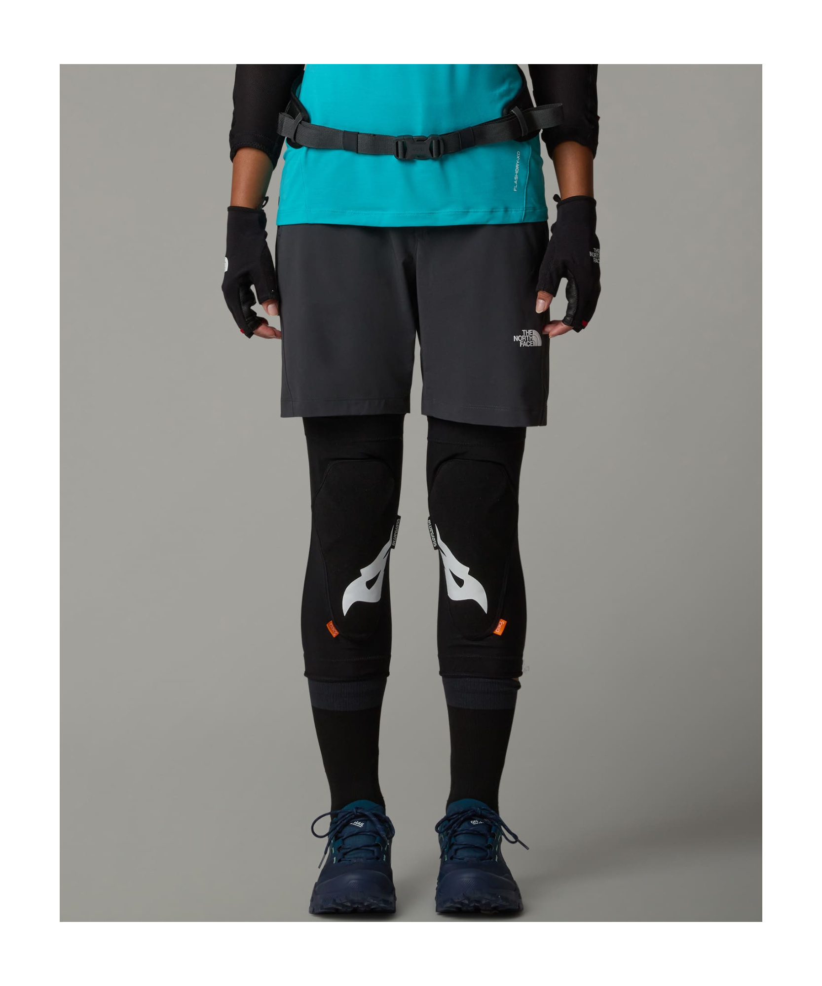 Shop The North Face Womens Felik Slim Tapered Shorts In Bitumen Ash-tnf Black