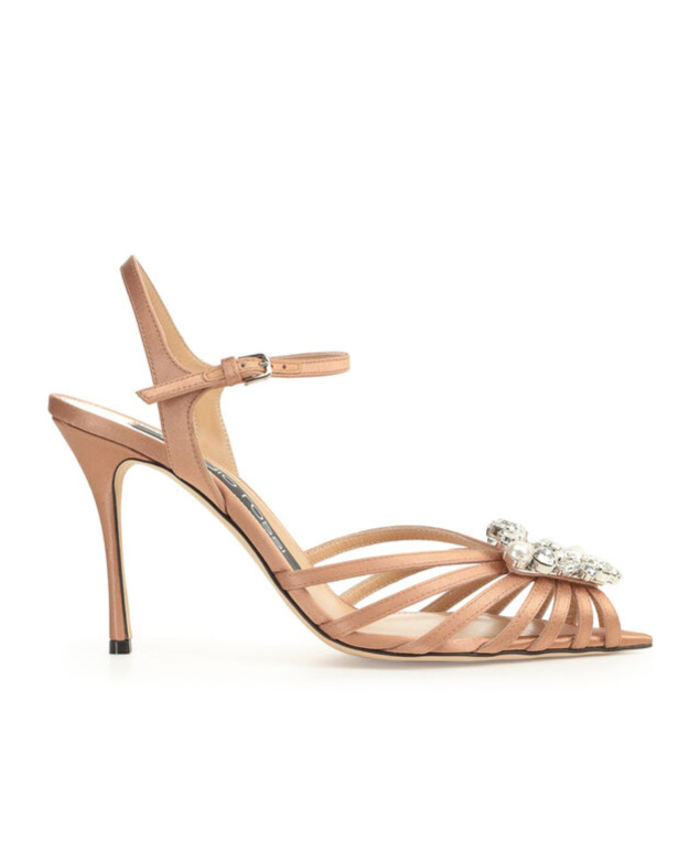 Sergio Rossi Pointed Toe High Heel Sandals In Nude