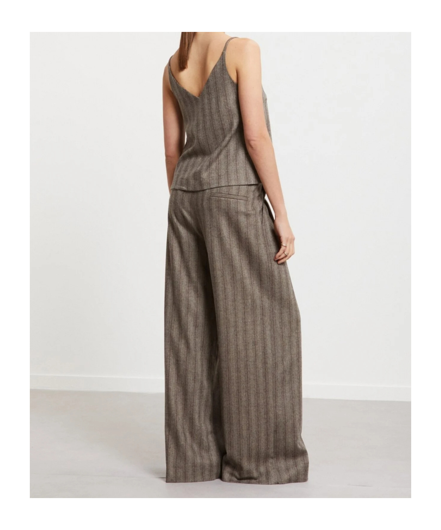 Ottod'ame Pinstripe Wide-leg Casual Pants In Gray
