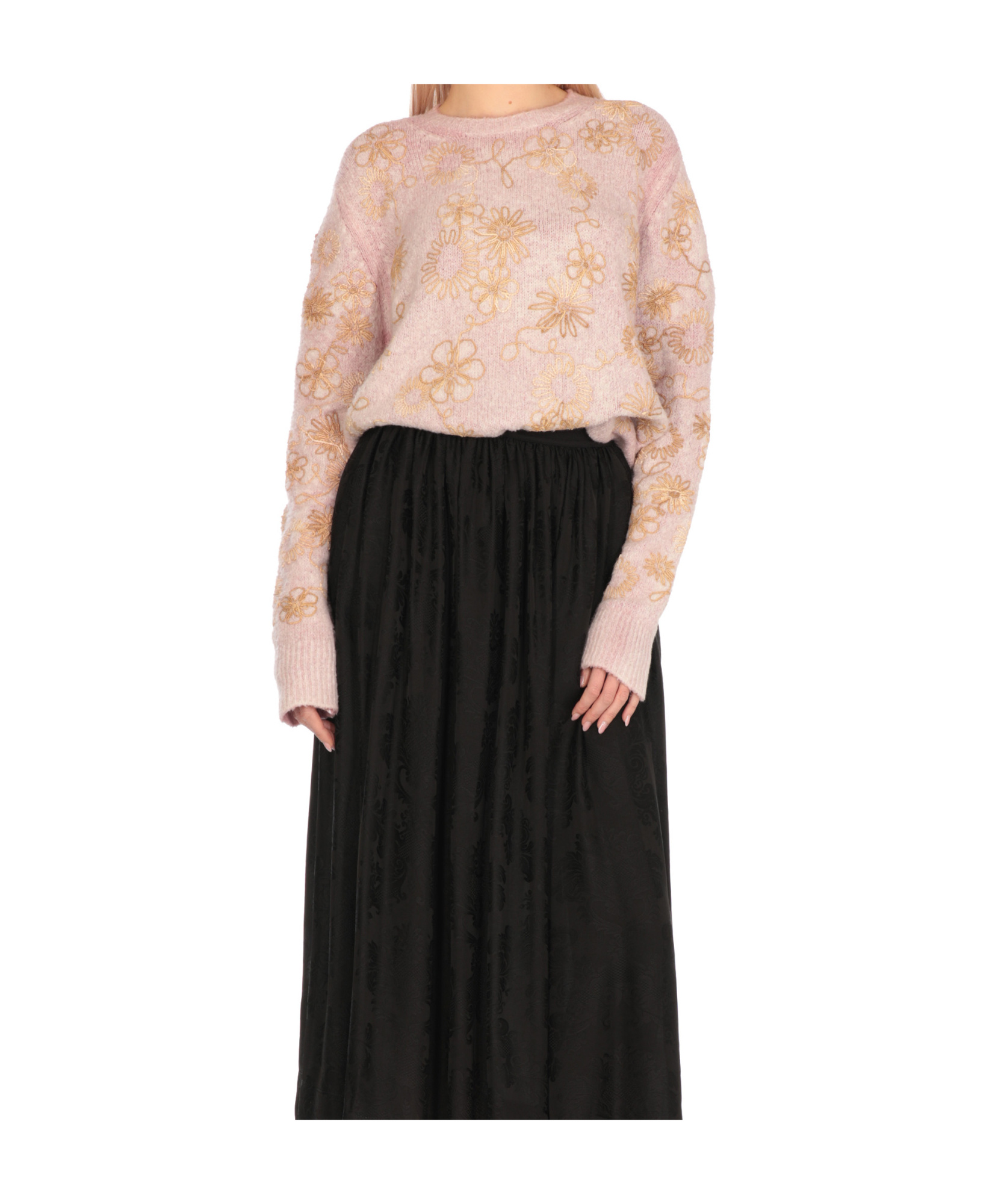 Avant Toi Embossed Floral Pattern Cotton Sweater In Pink
