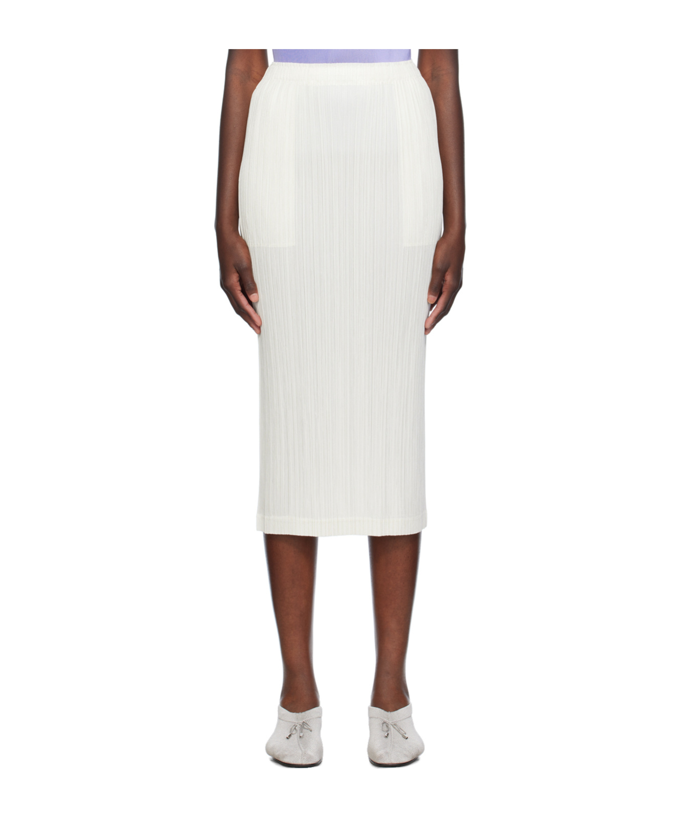 Issey Miyake Thicker Bottoms 1 Pleated Skirt In White
