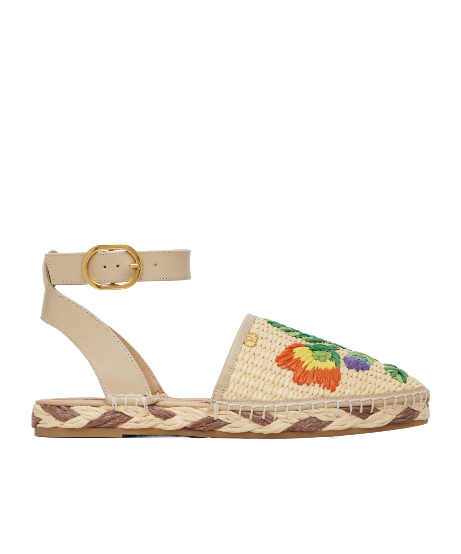 Valentino Garavani Polished Leather And Woven Faux Espadrilles In Nude