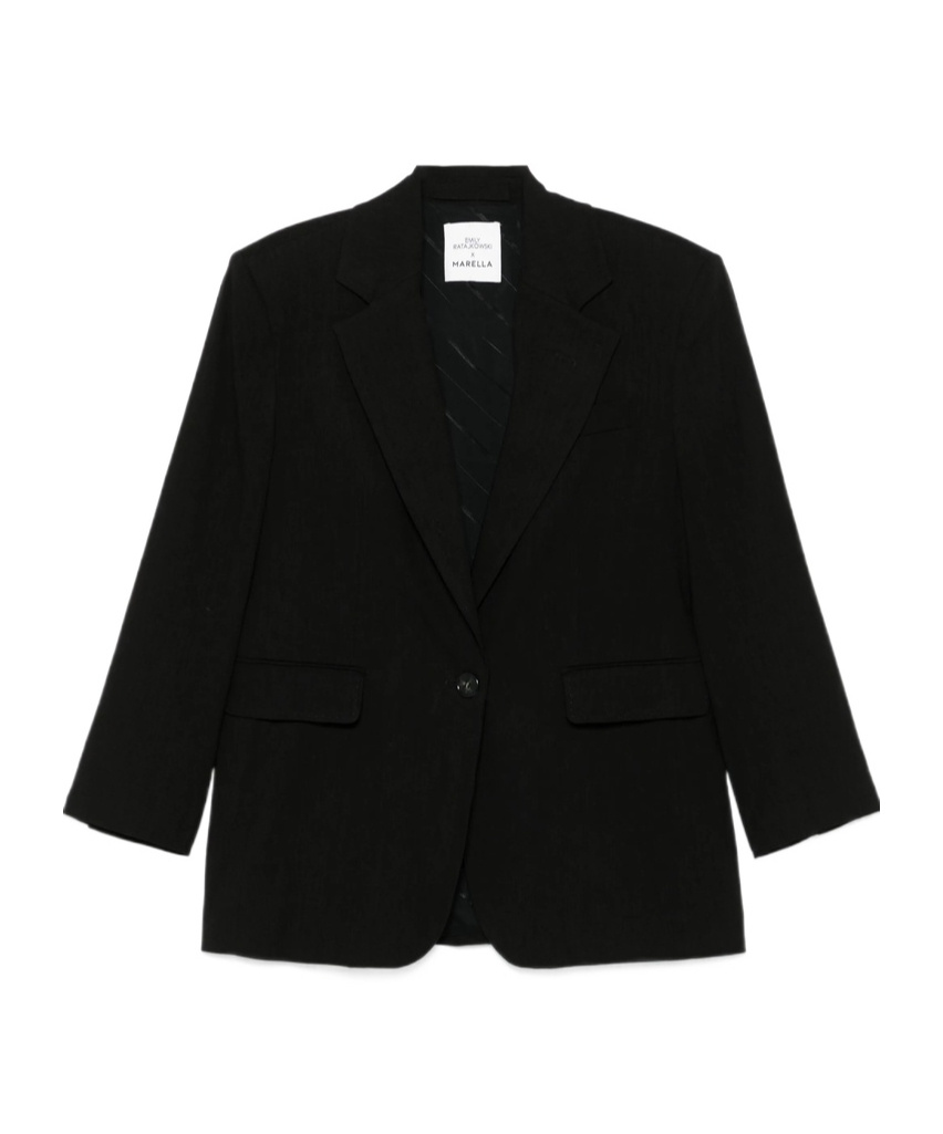 Shop Marella Long-sleeved Suit Jacket In Black