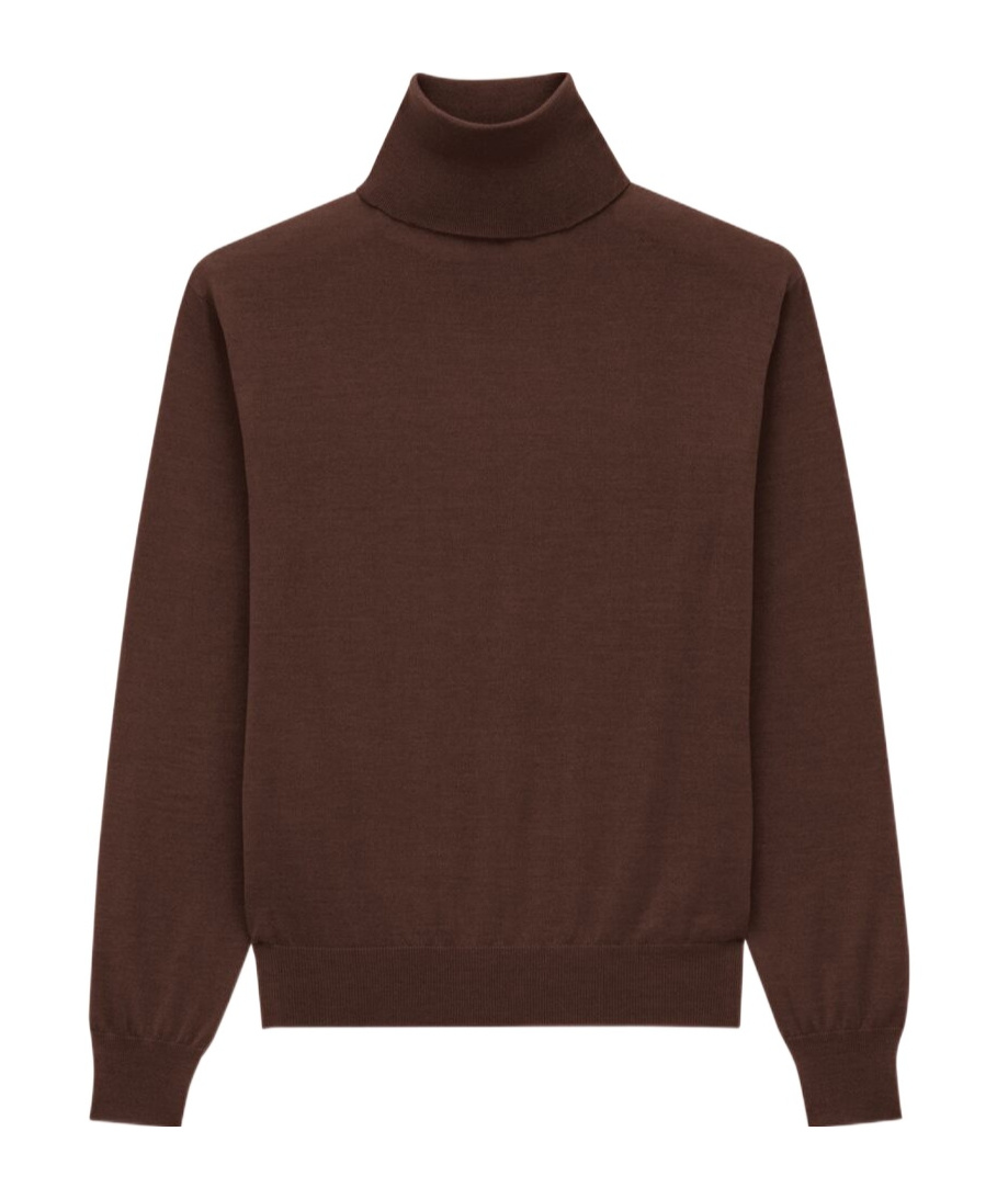 Saint Laurent Turtleneck Knitwear With Ribbed Cuffs And Hem In Red