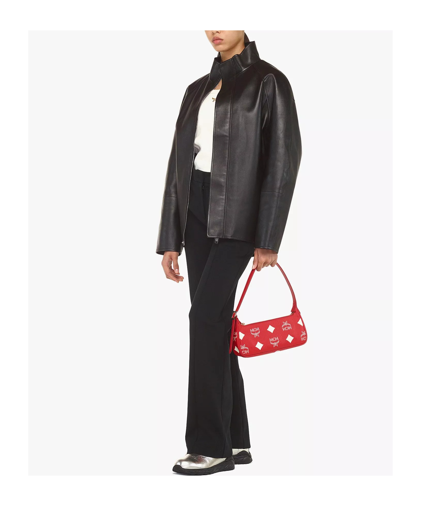 Mcm Aren Shoulder Bag In Maxi Visetos In Red