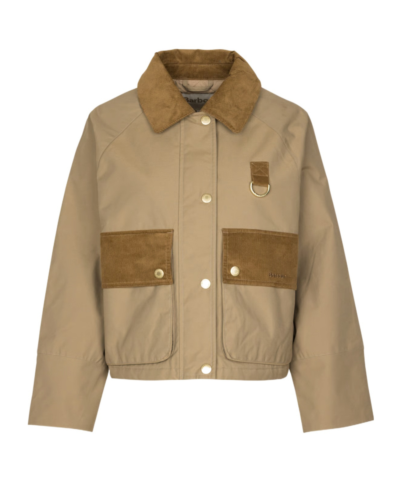 Barbour Phoebe Corduroy-trimmed Jacket In Neutral