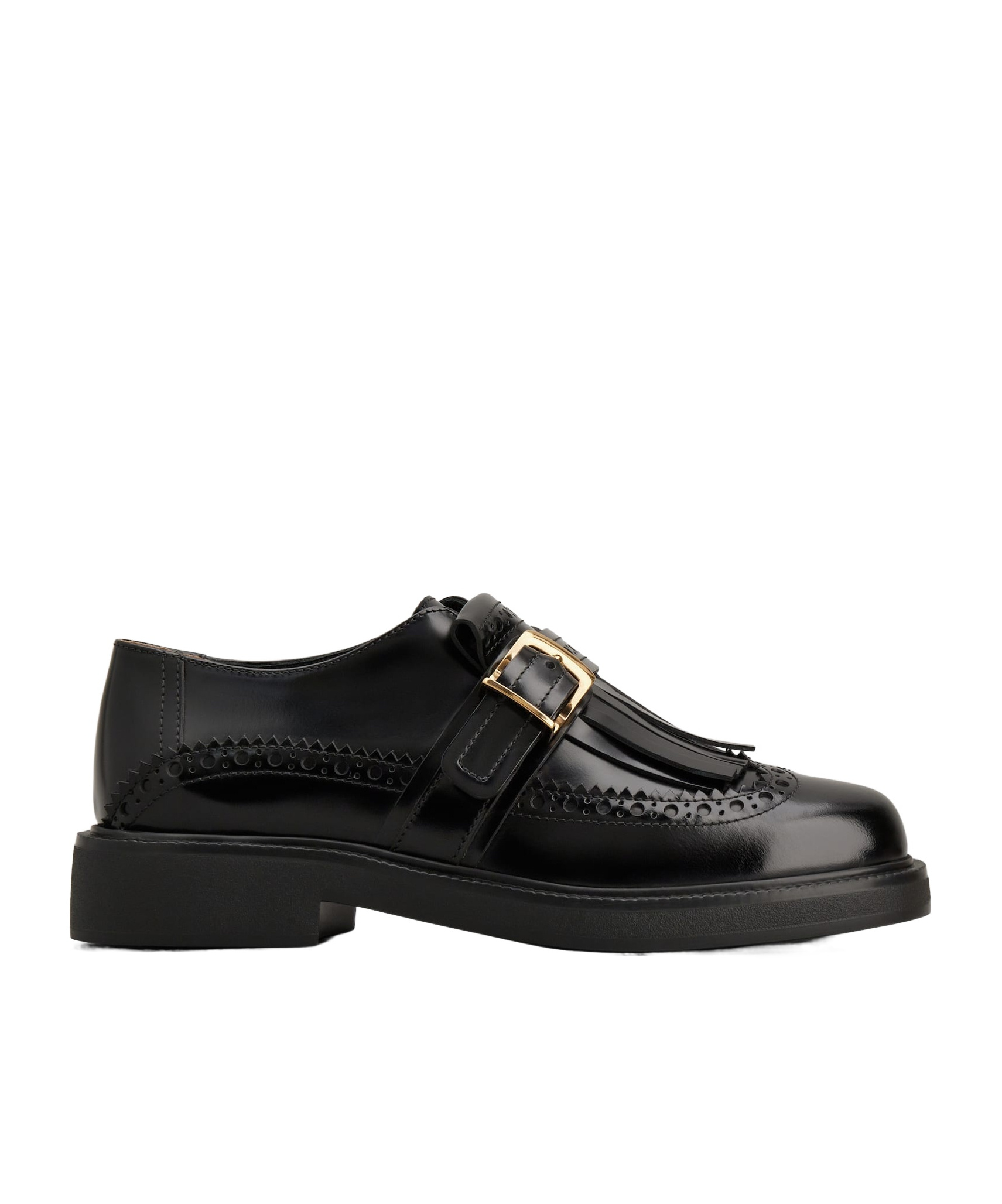 Tod's Monk Strap In Leather With English Dovetail Stitching And Fringe In Black
