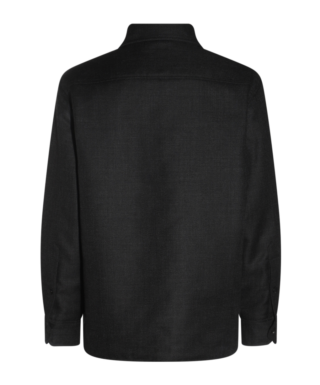 Valentino Virgin Wool Jacket With Metal V-detail In Black