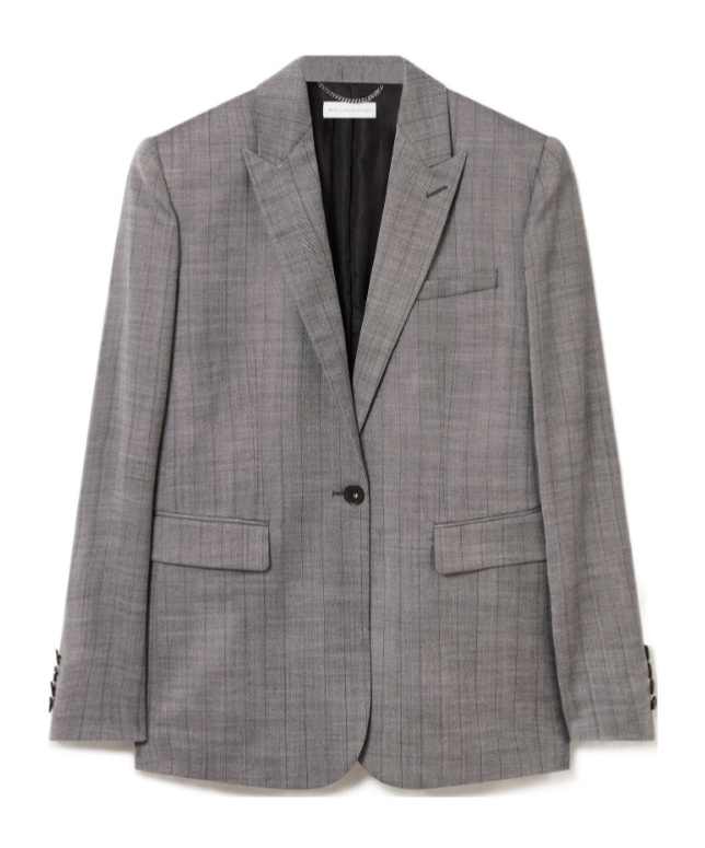 Stella Mccartney Single-breasted Pinstripe Jacket In Gray