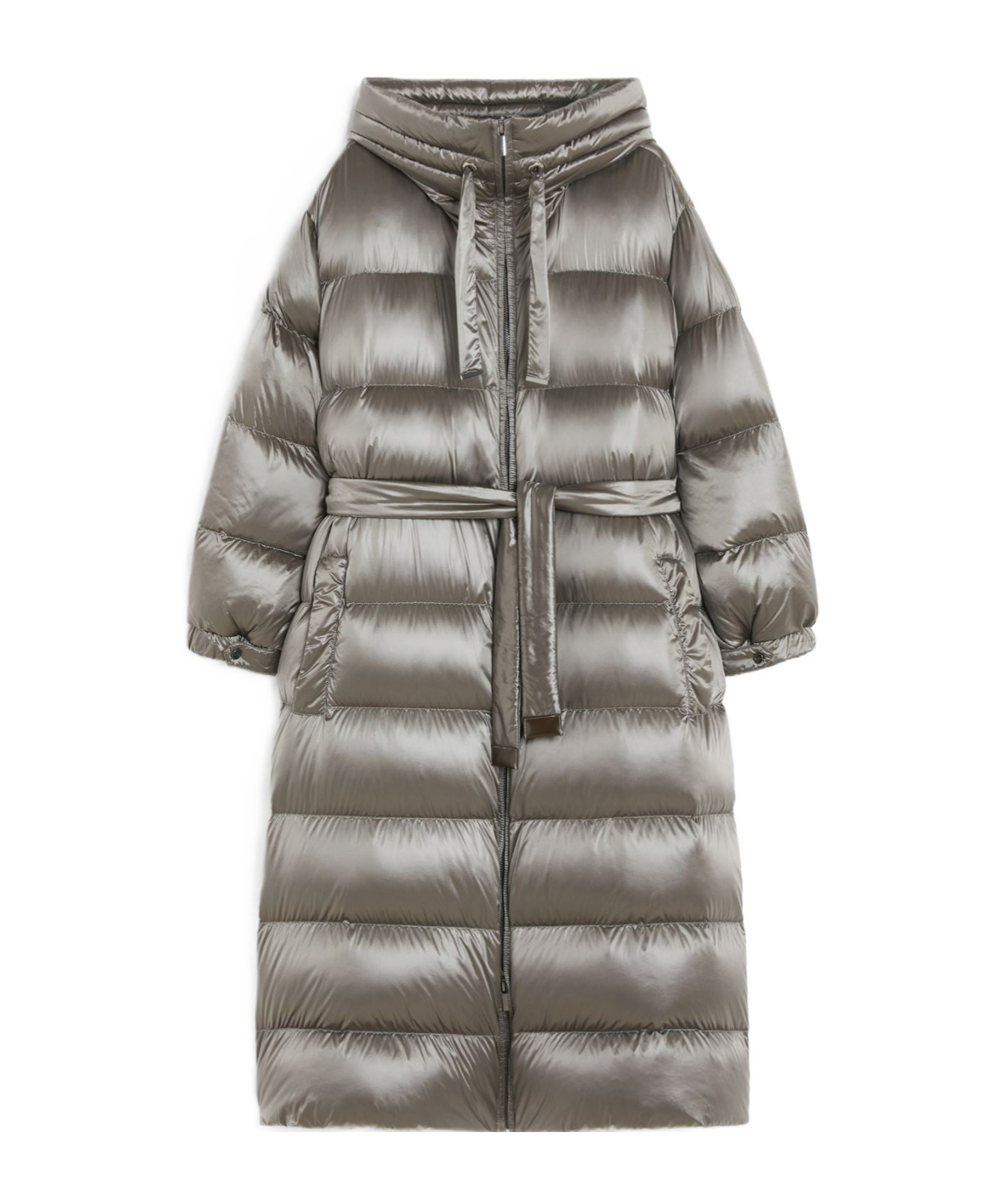 Max Mara Long-sleeved Down Jacket In Gray