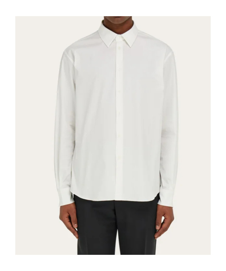 Ferragamo Shirt With Tonal Embroidered F In White