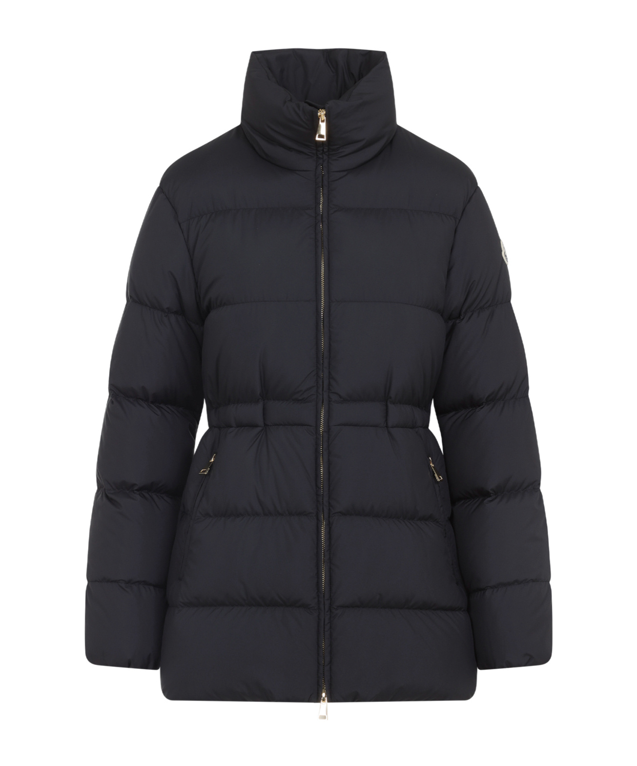 Moncler Quilted Jacket With High Collar And Pockets In Black