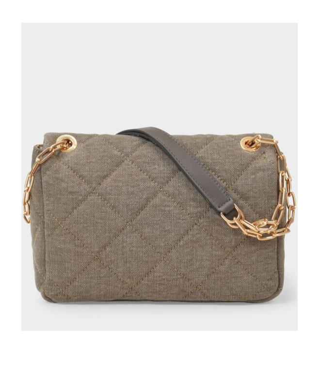 Vanessa Bruno Moon Quilted Linen Chain Bag In Brown