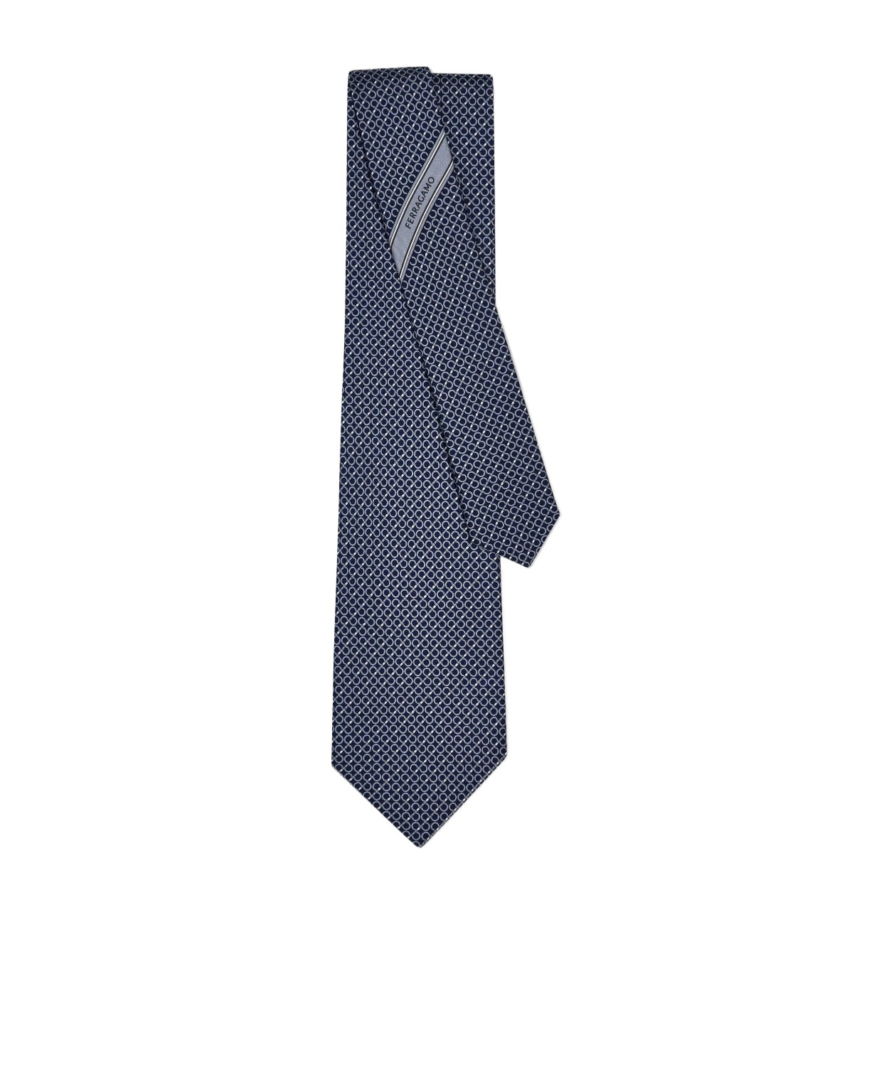 Ferragamo Gancini Regimental Print Silk Tie In Blue