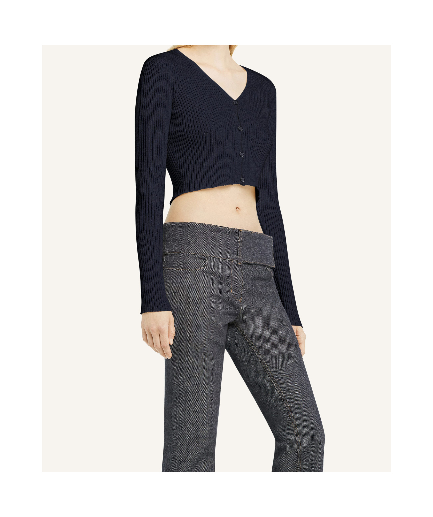 Courrèges Ribbed V-neck Cropped Knitwear In Black