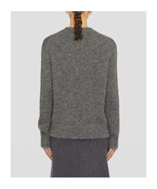 Jil Sander Oversized Grey Sweater With Ribbed Trim In Wool Woman In Black