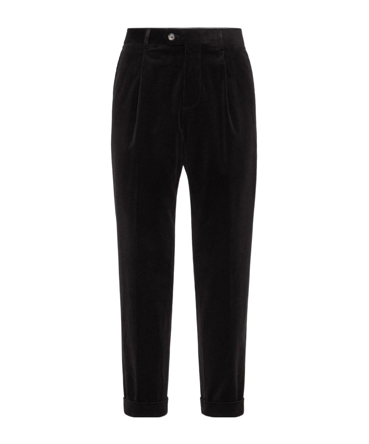 Brunello Cucinelli Corduroy Tapered Trousers In Black